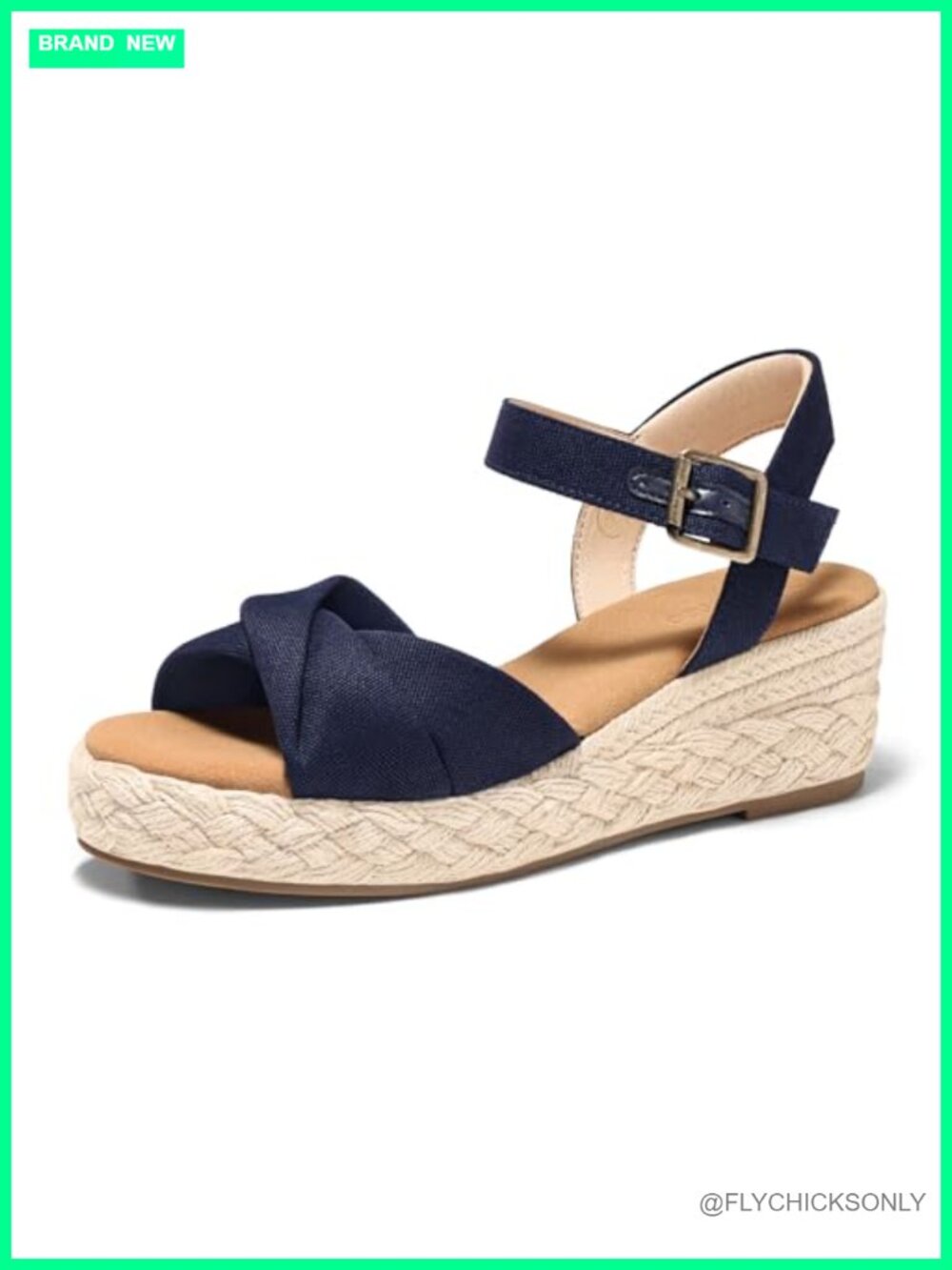 Coutgo Women's Platform Wedge Sandals Espadrille Canvas Open Toe Ankle Strap